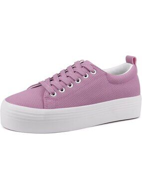 Women's Purple Comfortable Casual Walking Shoes Lace Up Platform Sneakers